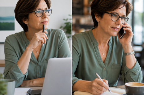 The same career professional considering two different paths forward in their career, one internal and one with a new company