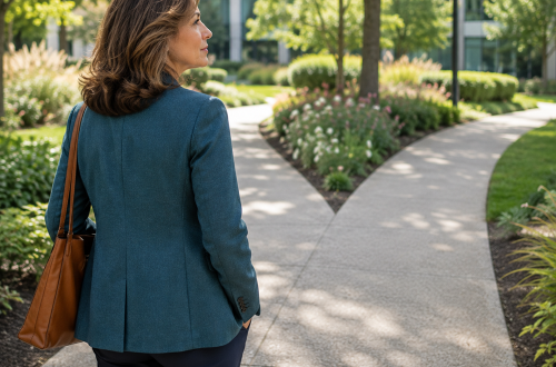 An experienced professional pausing to consider which direction to take next in her career.